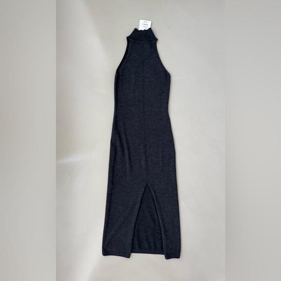 NWT TOTÊME Ribbed Neck Dark Gray Wool Midi Dress Size XS - Picture 10 of 13